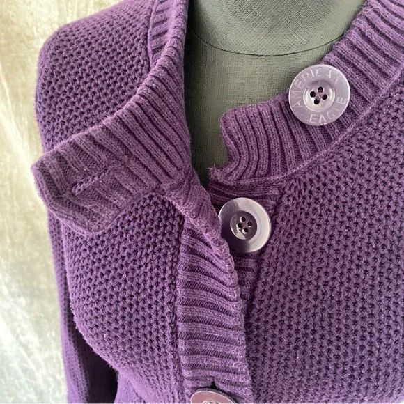 American Eagle Outfitters Deep Purple Cardigan - Picture 5 of 9